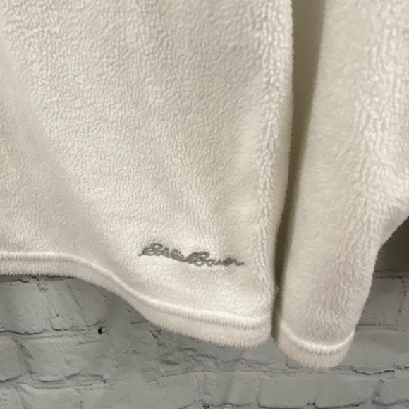 Eddie Bauer Womens Size XL Ivory Colored Pullover Fleece Quarter Zip Sweat Shirt - Picture 7 of 10